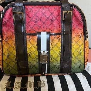 L.A.M.B. Red and Orange Quilted Satchel